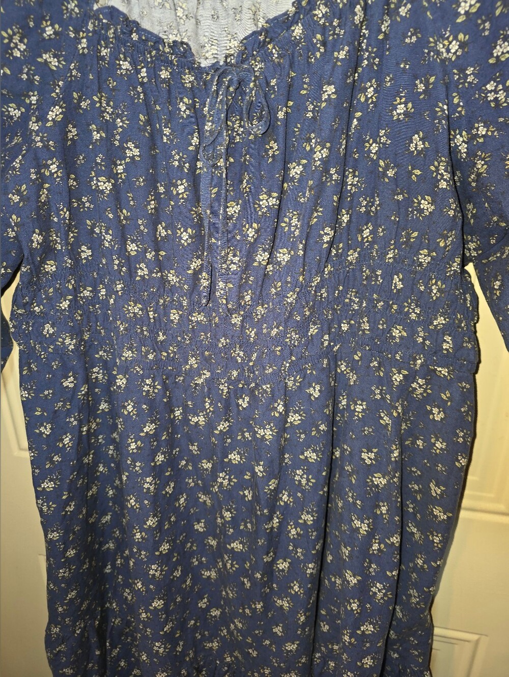 Celebrity Pink Blue Floral Peasant Dress Size 4X Boho Cottagecore Prairie‎ - Picture 4 of 11